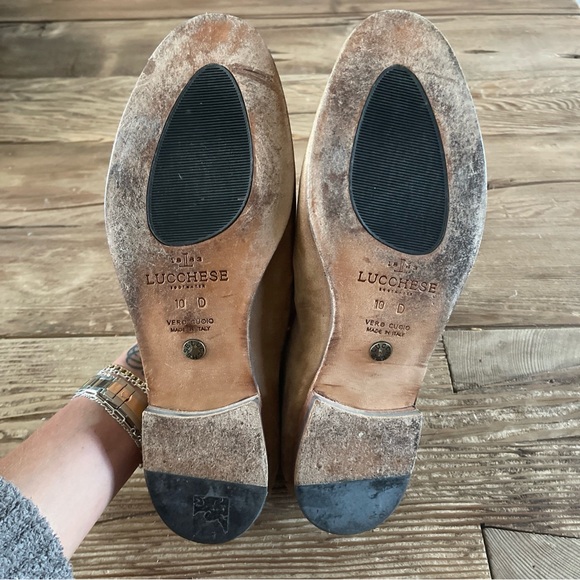 Men’s Lucchese Tan Suede Loafers Slip-Ons